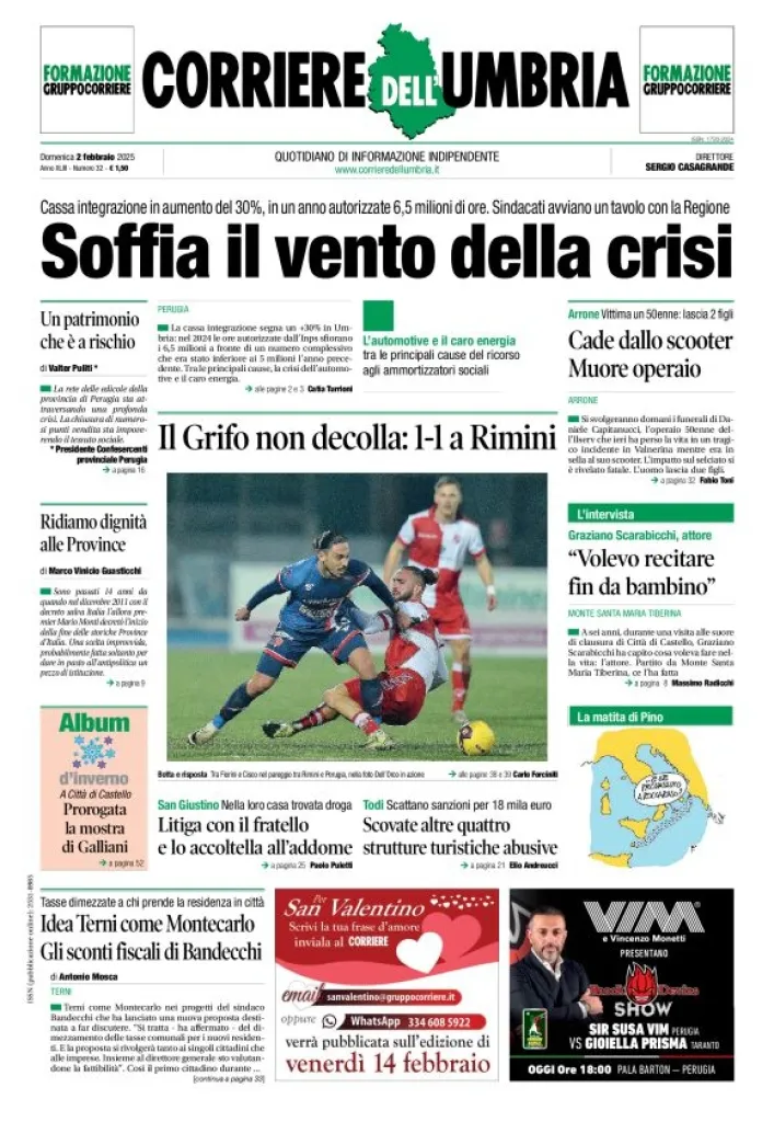 Prima-pagina-corriere umbria-del-2025-02-02